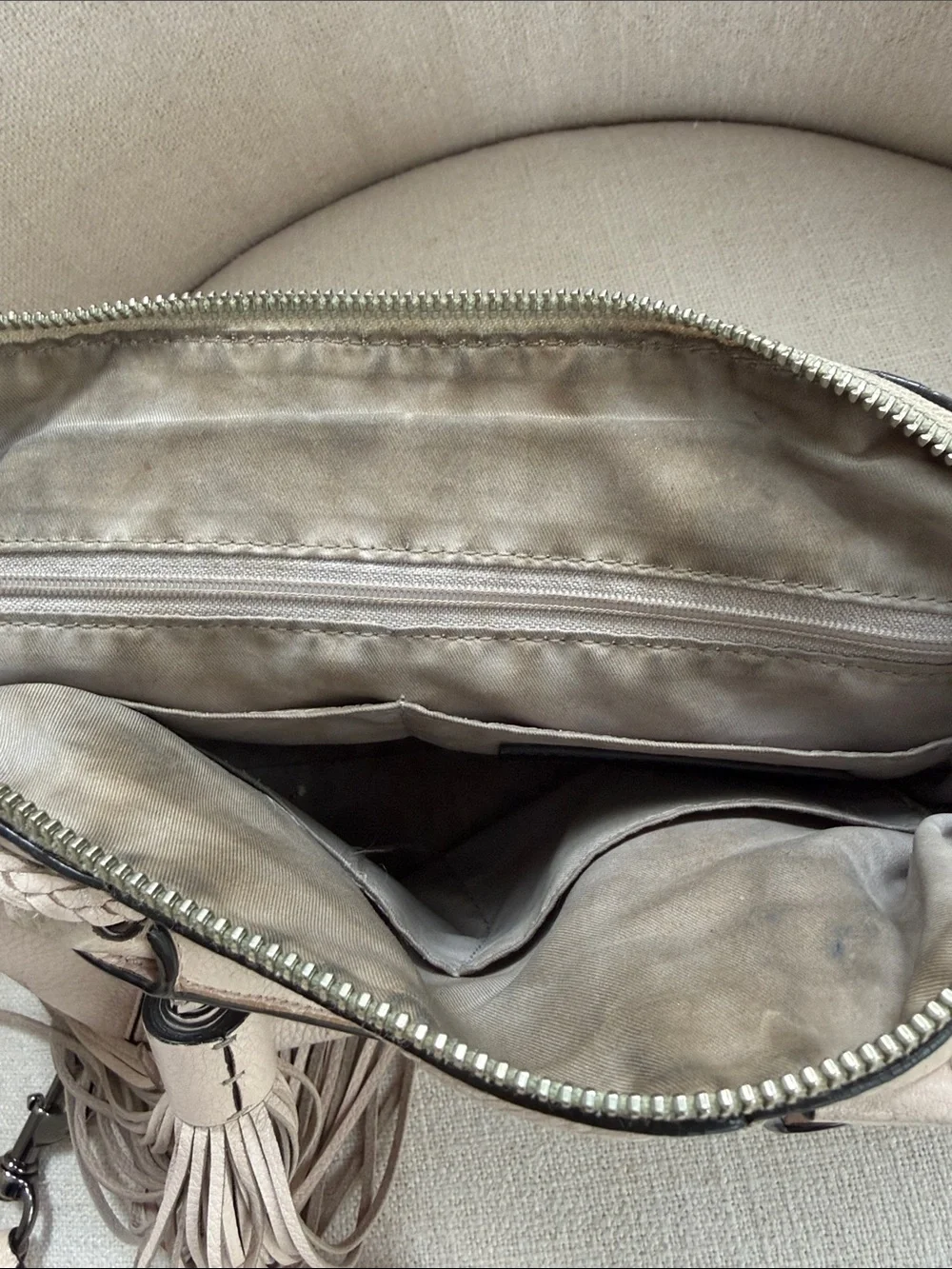 Rebecca Minkoff Blush Pebbled Leather Satchel with Tassel